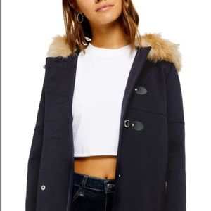 Like New Topshop size 8 swing pea coat- navy blue